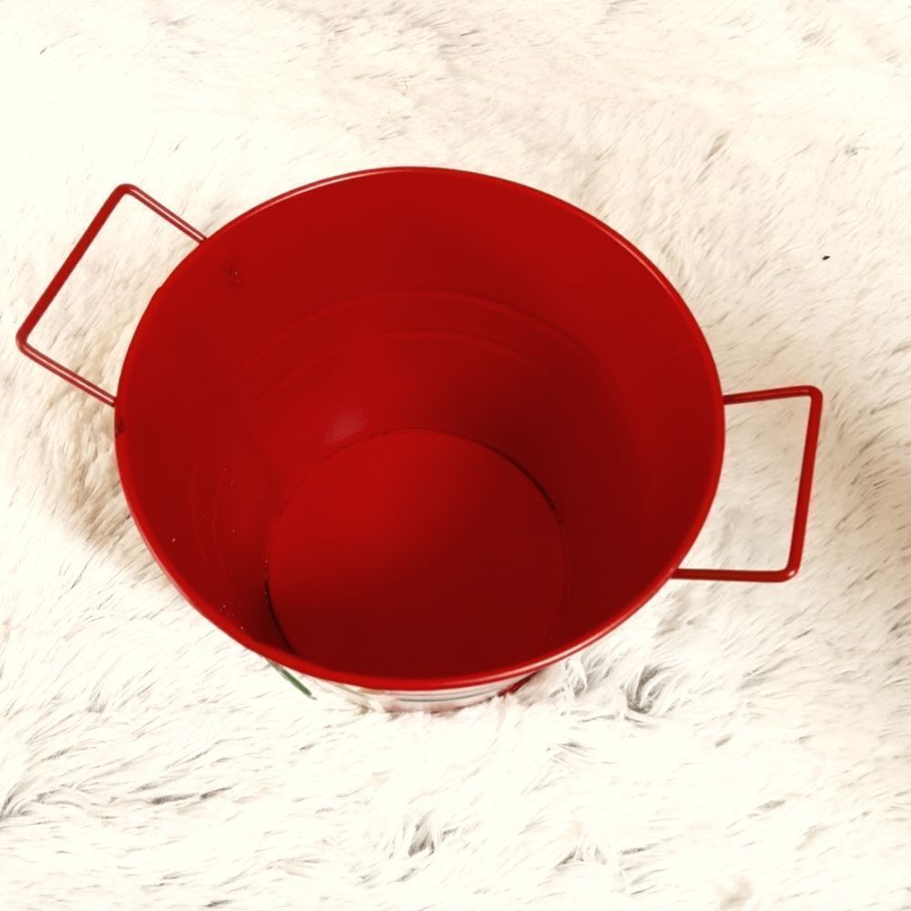 Greenbrier International Santa Suit Metal Bucket‎ 5" Handles and Holly - Picture 7 of 10